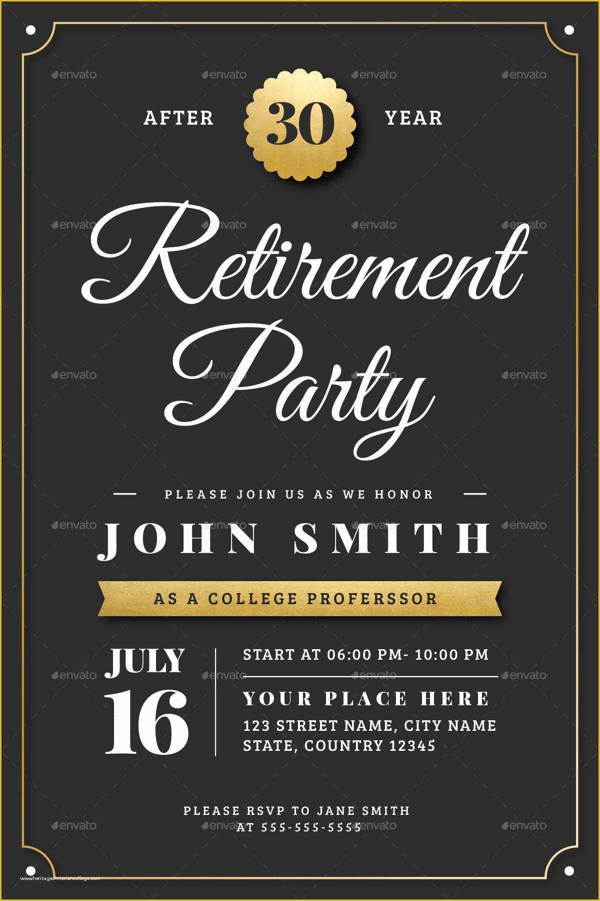 032 Retirement Party Announcement Template Free Of Gold With Regard To Free Retirement Templates For Flyers