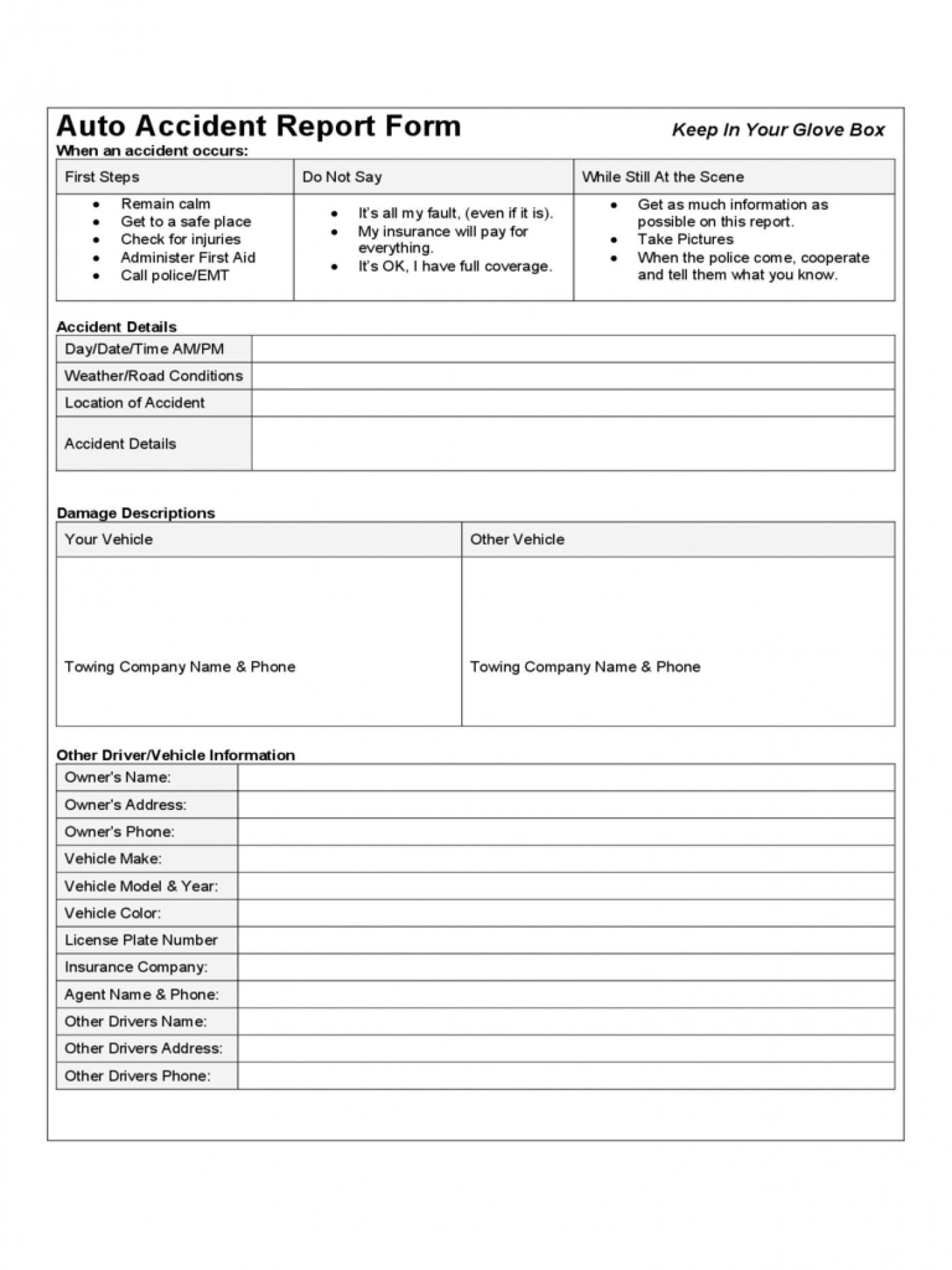 032 Vehicle Accident Report Template Word Templates Resume Intended For Fault Report Template Word