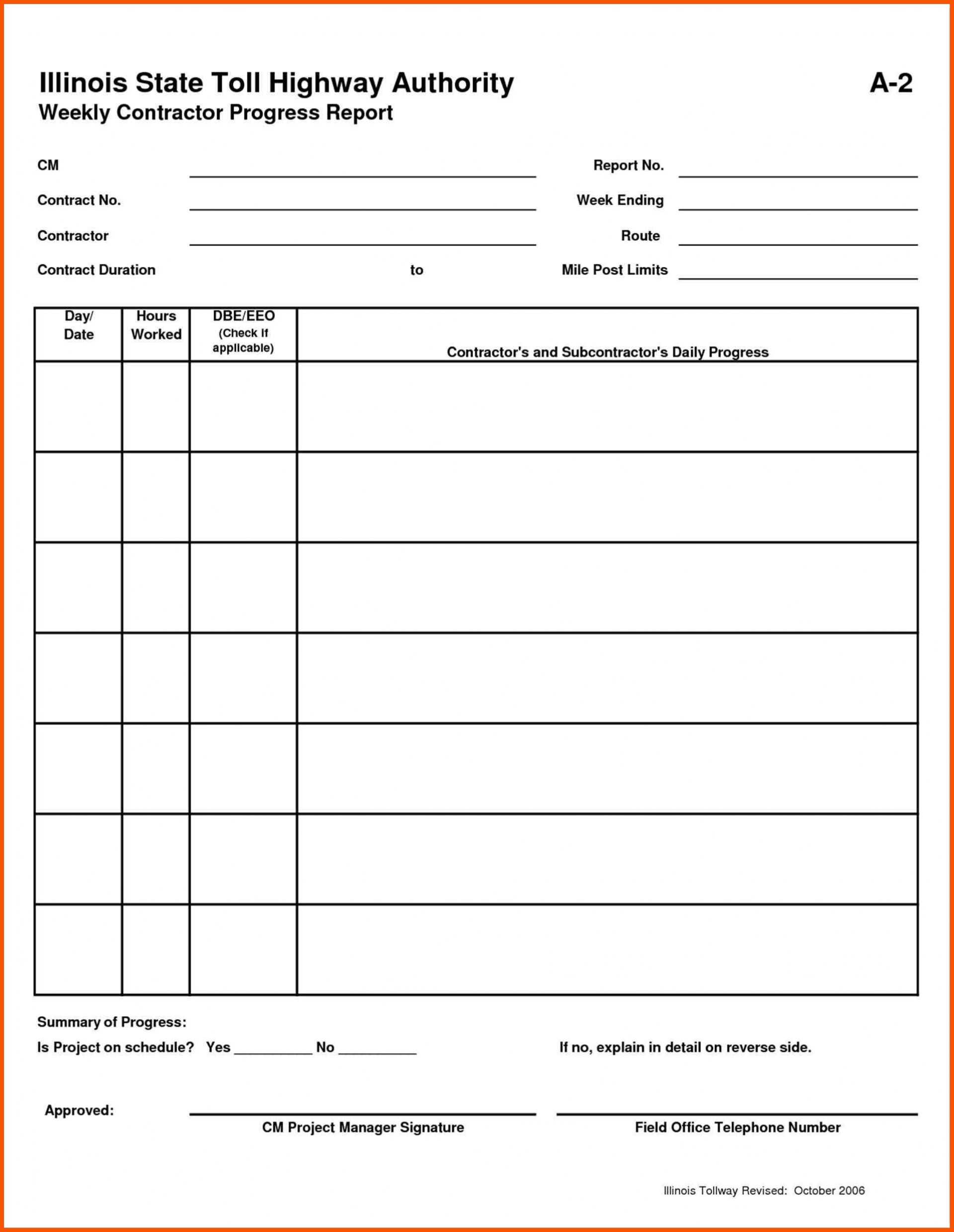 035 Daily Work Progress Report Template With Daily Work Report Template