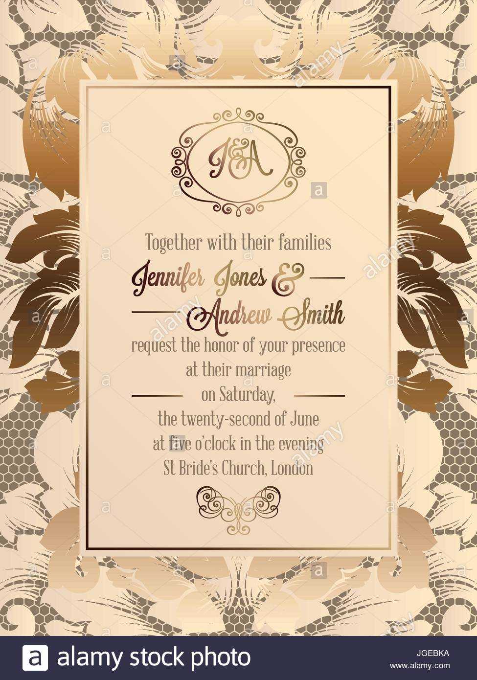 035 Vintage Baroque Style Wedding Invitation Card Template Intended For Church Wedding Invitation Card Template