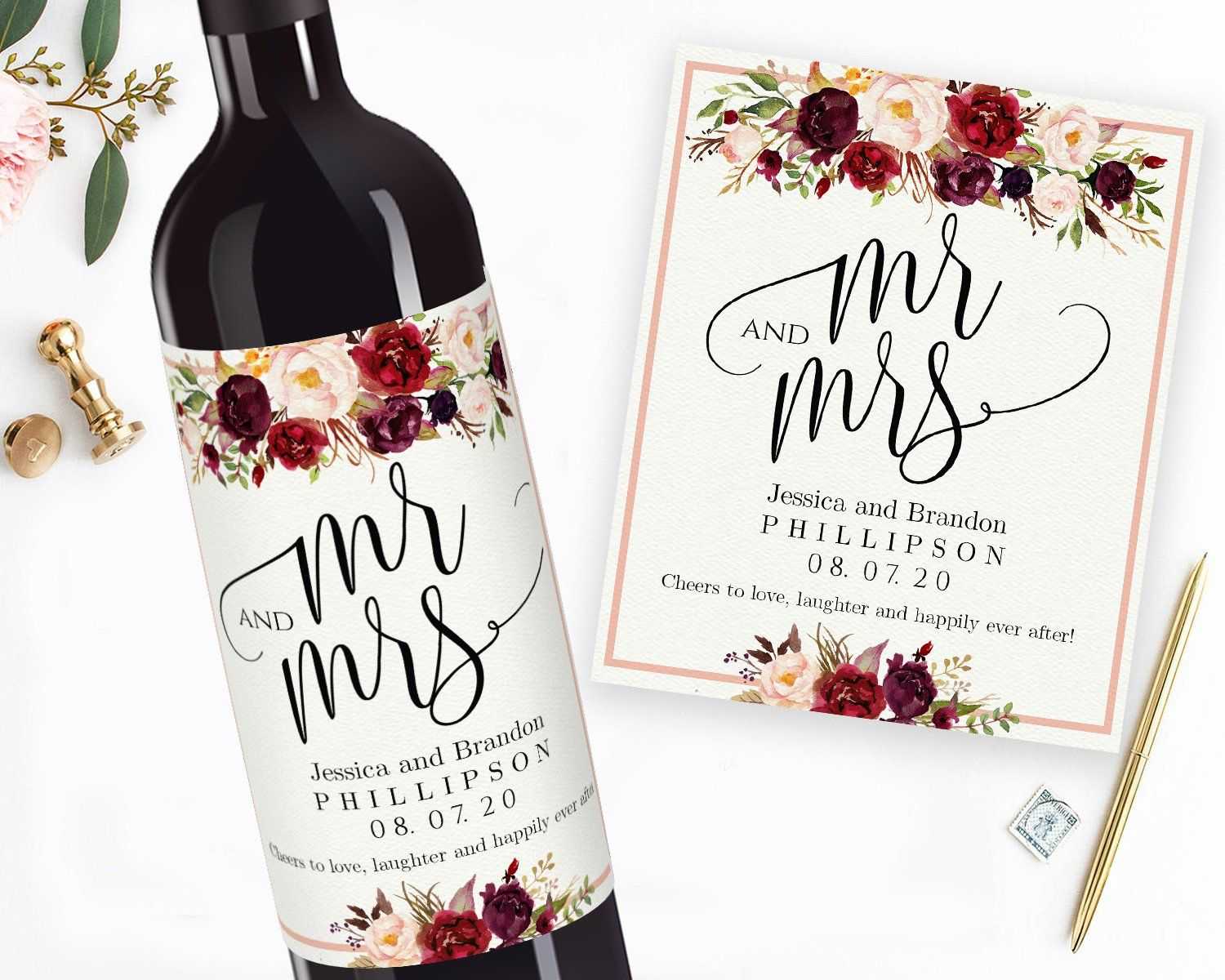 038 Wine Front And Backs Template Ideas Bottle Imposing For Free Wedding Wine Label Template