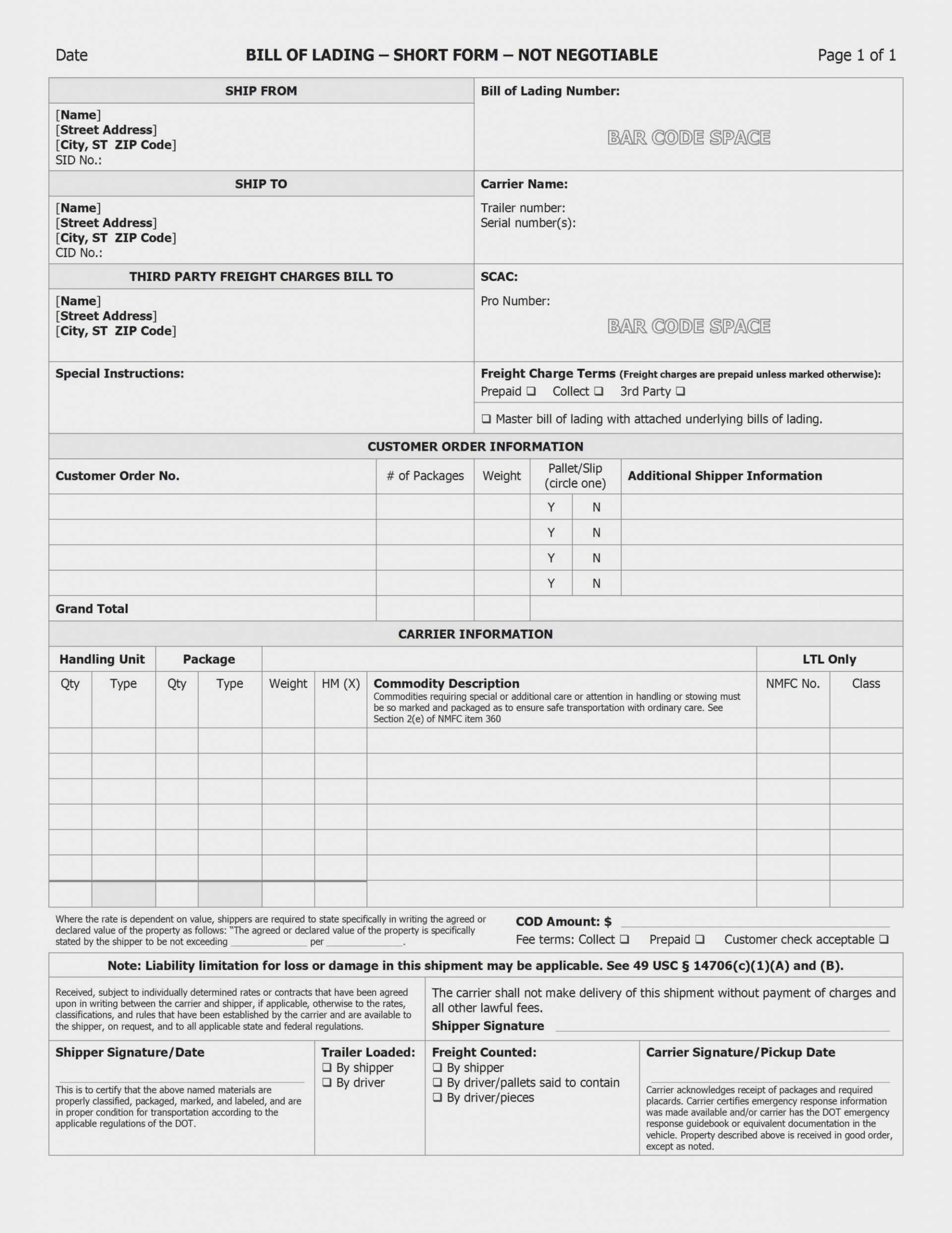 040 Bill Of Lading Template Word Ideas What Information Must With Regard To Fedex Label Template Word