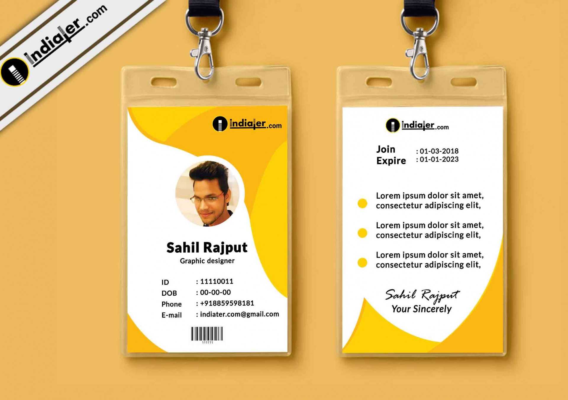 041 Free Custom Id Card Templatesidcreator Make Badges For For Company Id Card Design Template