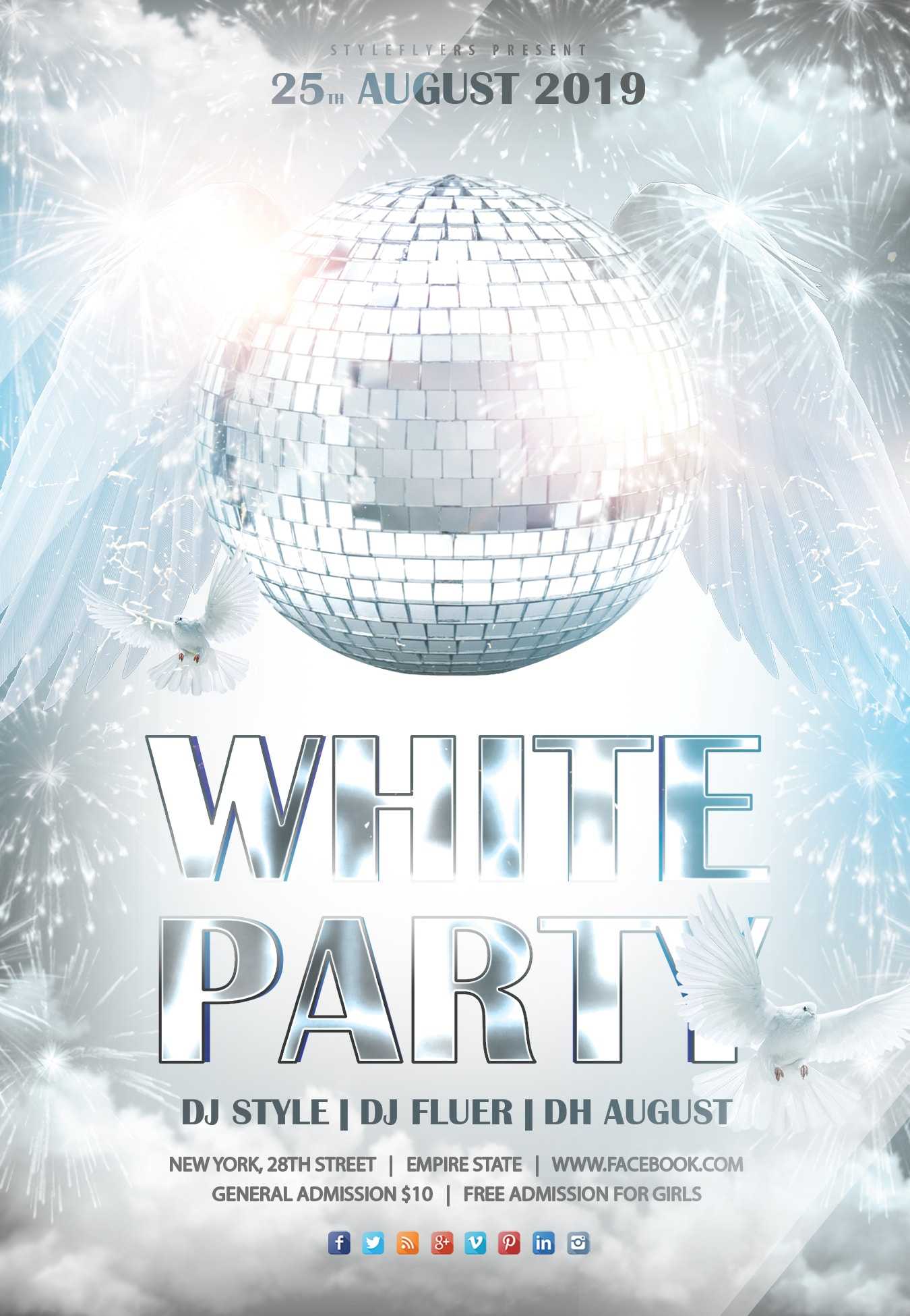 042 White Party Min Template Ideas Free Birthday Flyer With Free All White Party Flyer Template