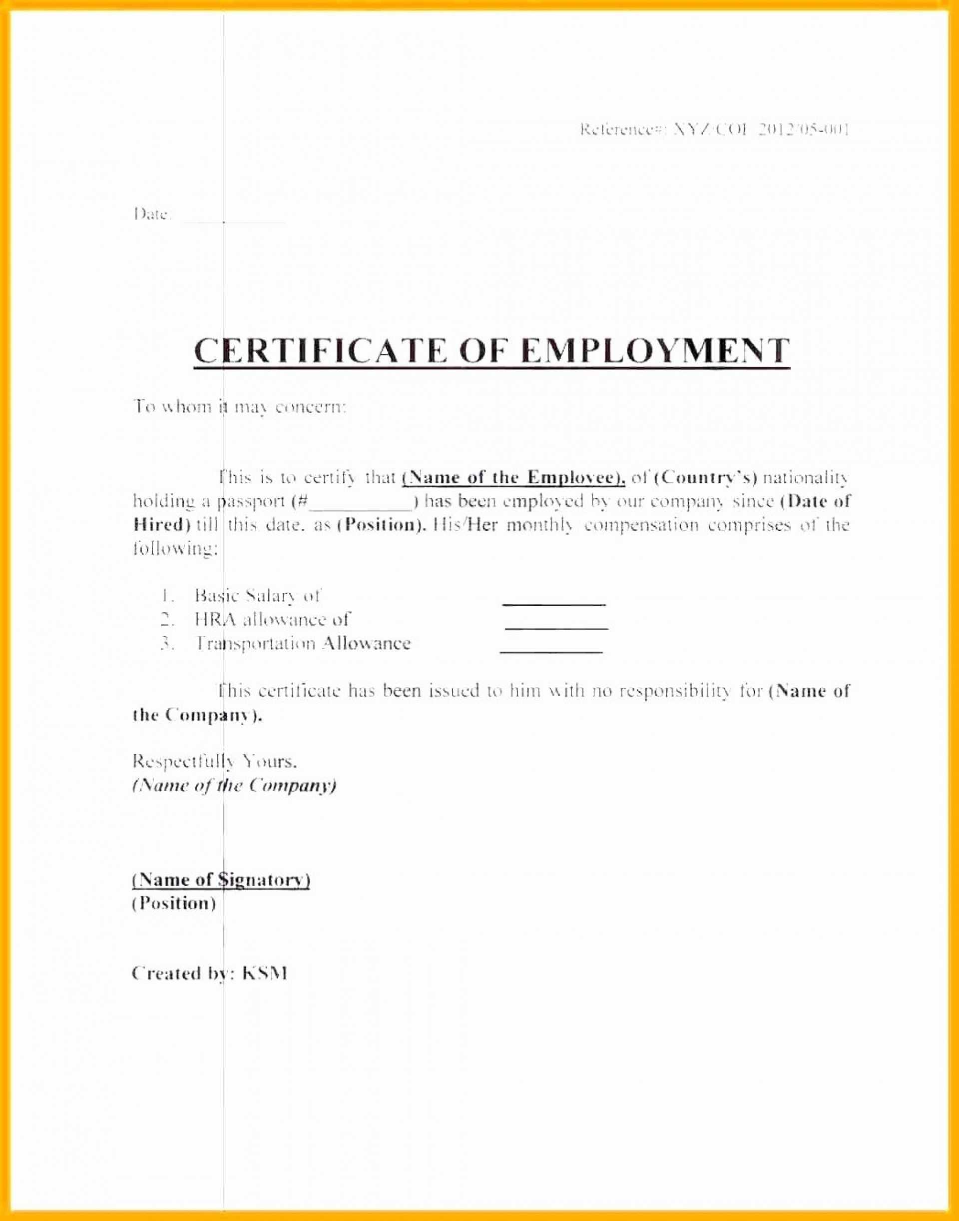 046 Certificate Of Employment Template Ideas Employee The With Employee Certificate Of Service Template