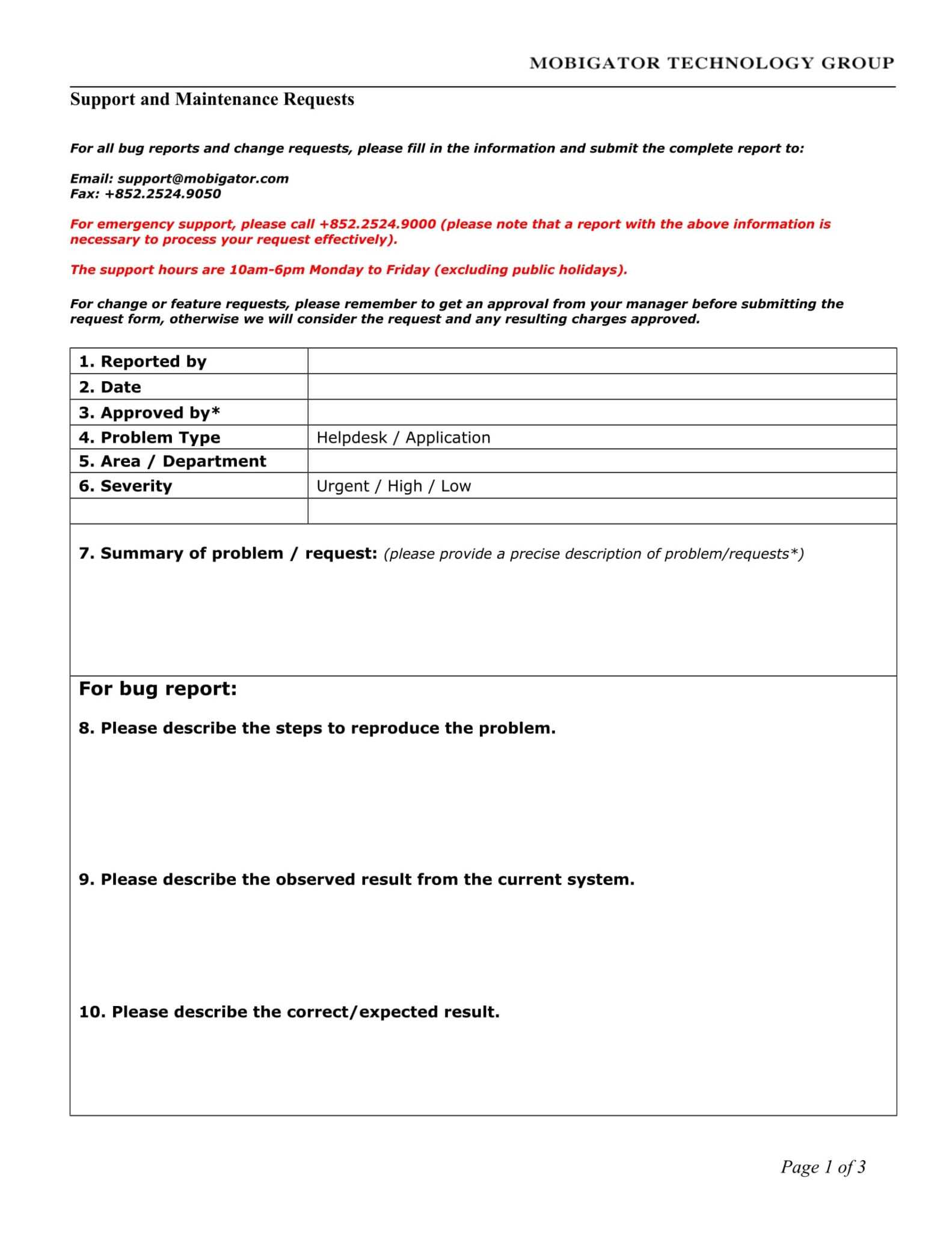 Fault Report Template Word - Best Professional Templates