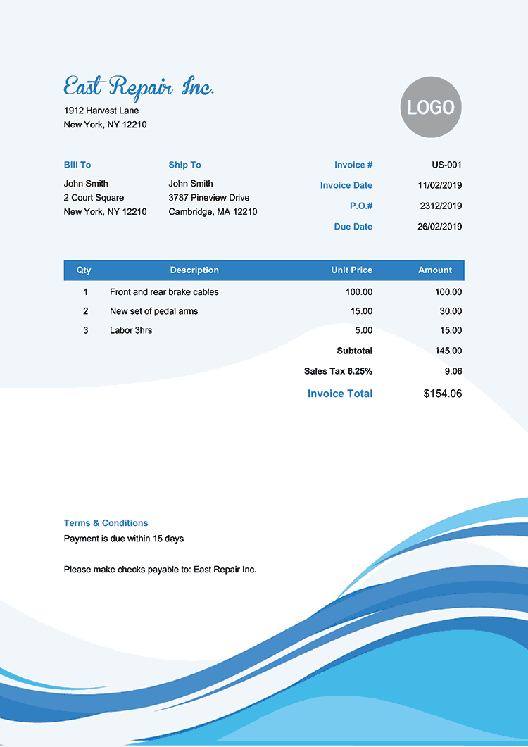 100 Free Invoice Templates | Print & Email Invoices Regarding Free Bill Invoice Template Printable