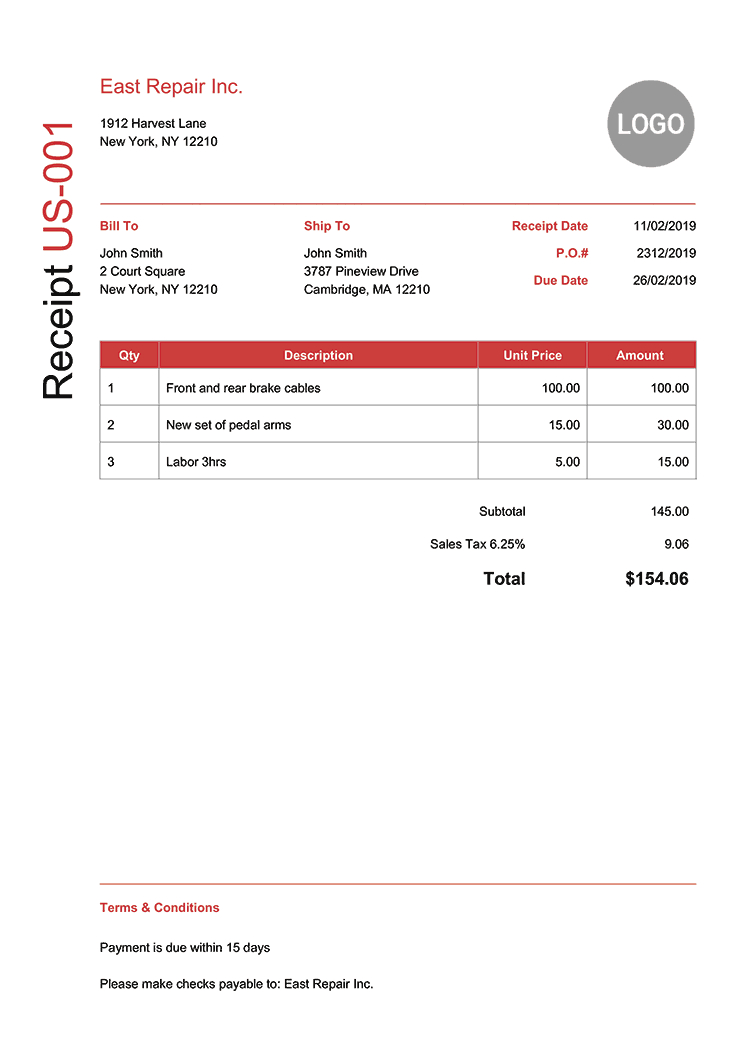 100 Free Receipt Templates | Print & Email Receipts As Pdf For Fake Credit Card Receipt Template