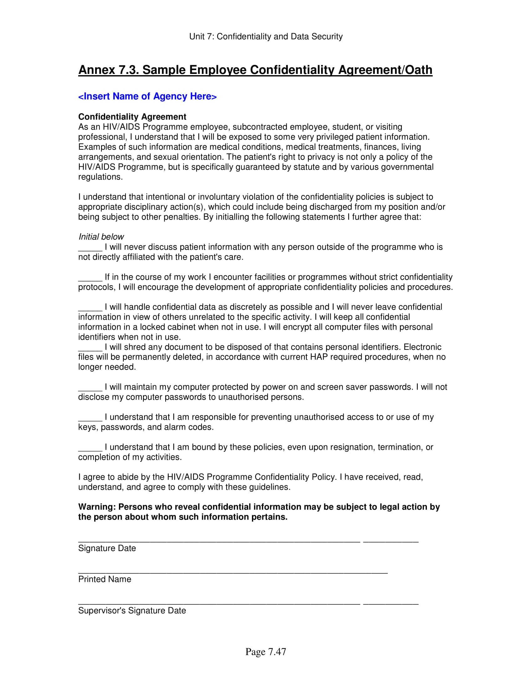 11+ Employee Confidentiality Agreement Examples – Pdf, Word For Free Confidentiality Agreement Template Download