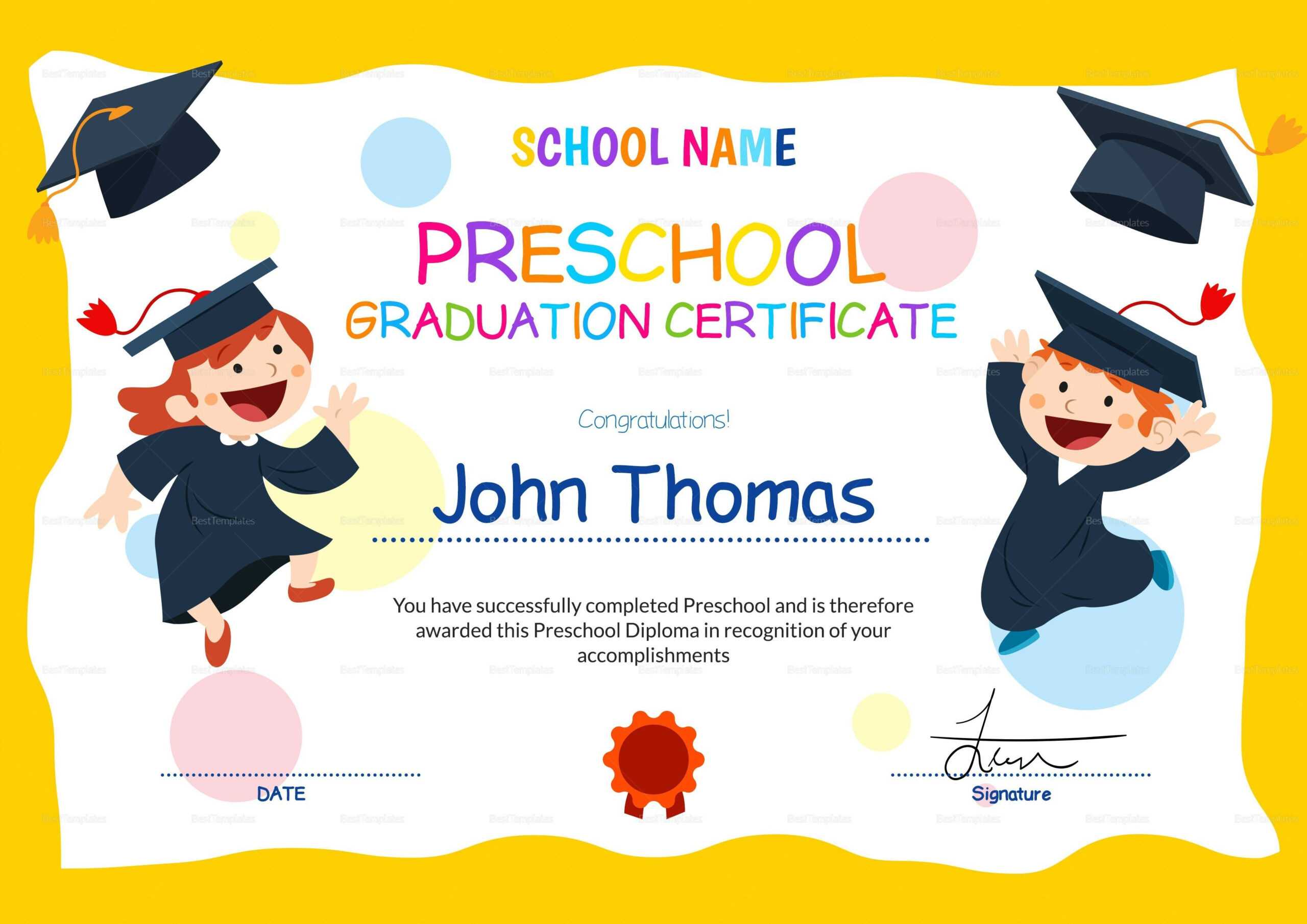 11+ Preschool Certificate Templates – Pdf | Free & Premium Regarding Free Printable Graduation Certificate Templates