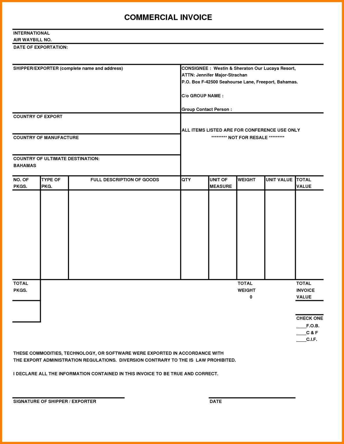 Fedex Proforma Invoice Template