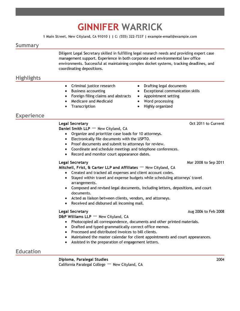 13 Amazing Law Resume Examples | Livecareer With File Note Template Legal