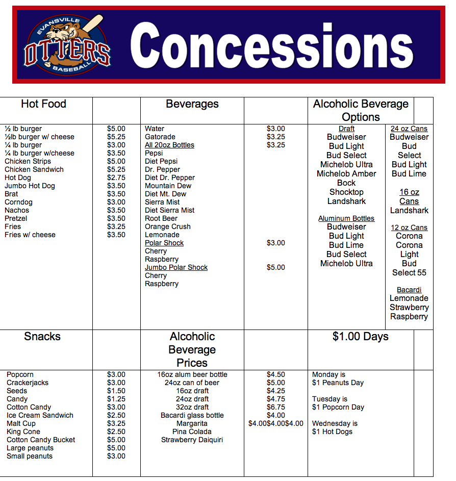 13 Best Photos Of Baseball Concession Stand Food Menu Throughout Concession Stand Menu Template