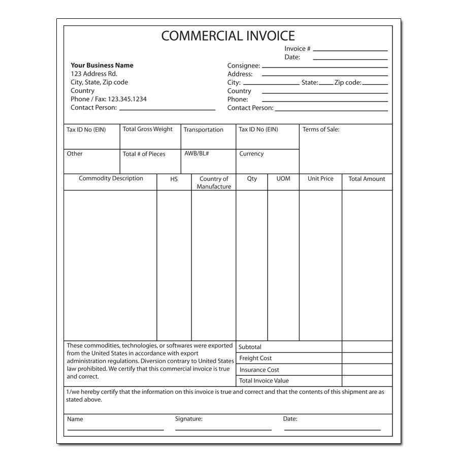 13+ Commercial Invoice Form | Congress Mount Pleasant Inside Commercial Invoice Packing List Template