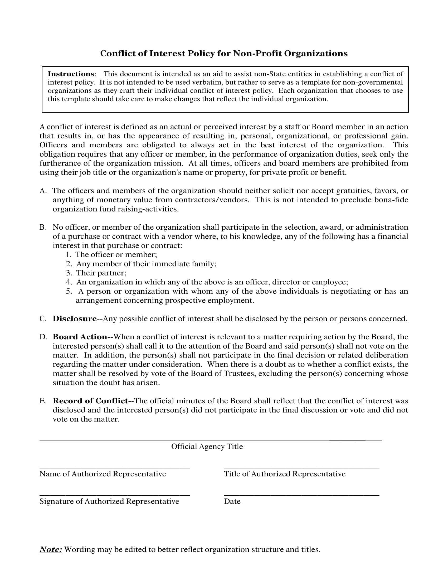 15+ Conflict Of Interest Policy Examples – Pdf | Examples Within Conflict Of Interest Policy Template