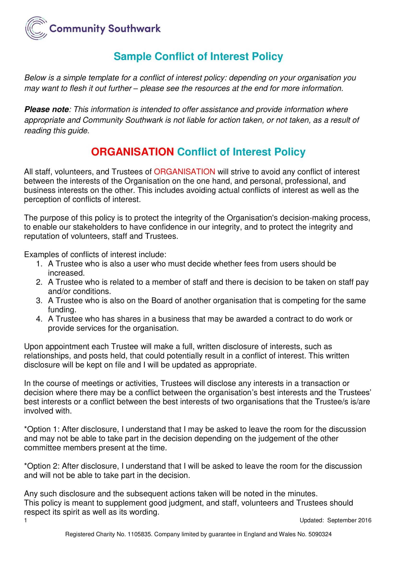 15+ Conflict Of Interest Policy Examples – Pdf | Examples Within Conflict Of Interest Policy Template