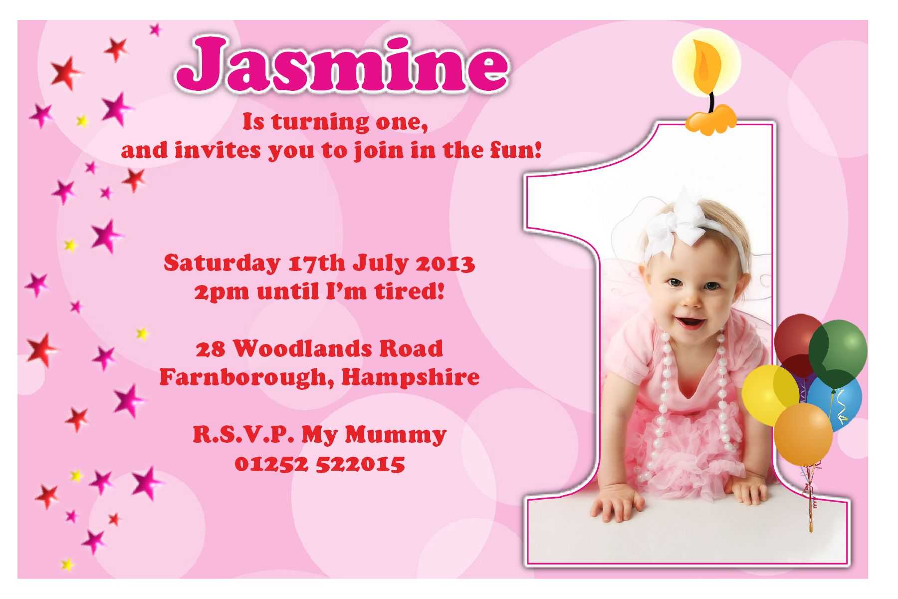 16Th Birthday Invitations Templates Ideas : 1St Birthday In First Birthday Invitation Card Template