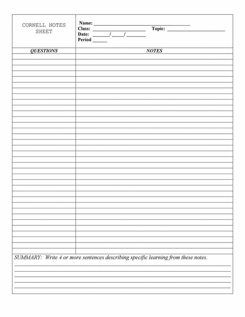 20+ Cornell Notes Template 2020 – Google Docs & Word Within Cornell Note Taking Template Word