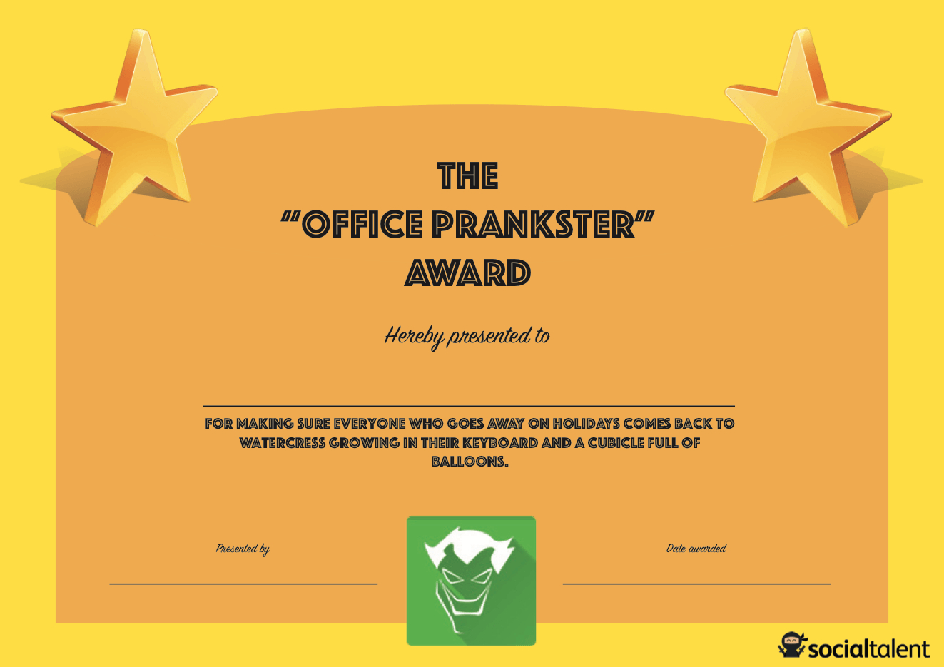 20 Hilarious Office Awards To Embarrass Your Colleagues In Funny Certificates For Employees Templates