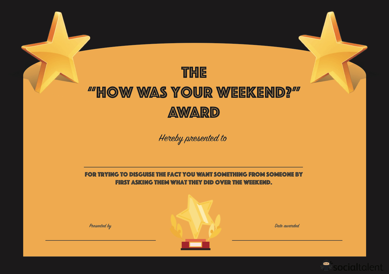 20 Hilarious Office Awards To Embarrass Your Colleagues Within Funny Certificate Templates