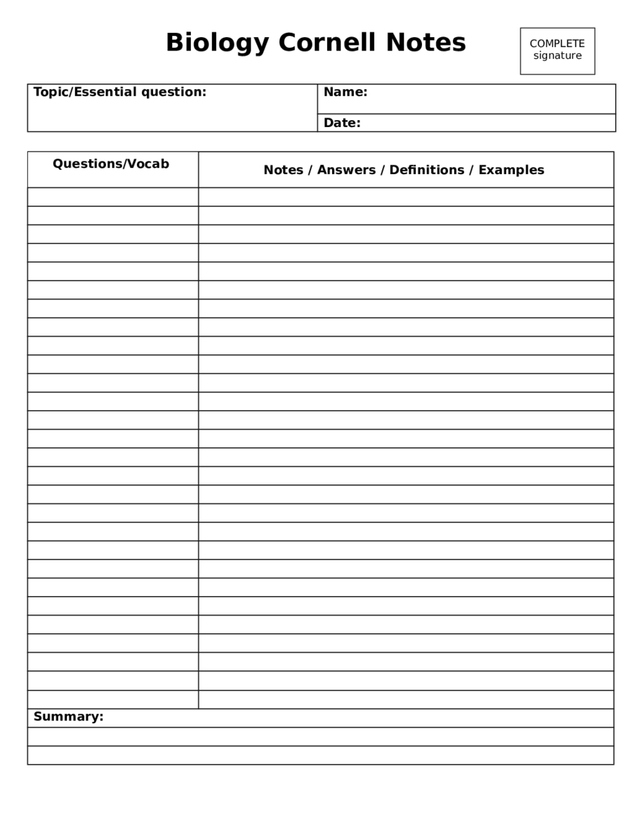 2020 Cornell Notes Template – Fillable, Printable Pdf Regarding Cornell Notes Template Word Document