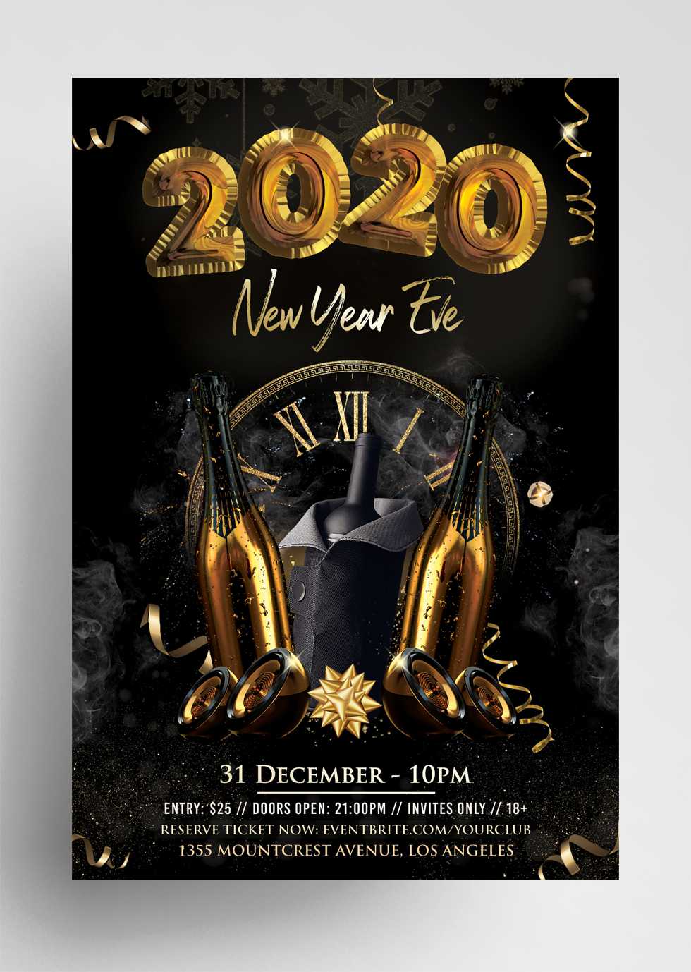 2020 New Year Eve Psd Flyer Template Vol4 Throughout Free New Years Eve Flyer Template