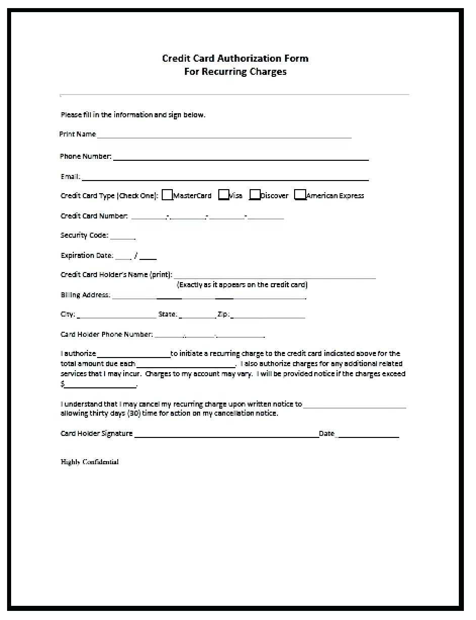 21+ Credit Card Authorization Form Template Pdf Fillable 2019!! With Regard To Credit Card On File Form Templates