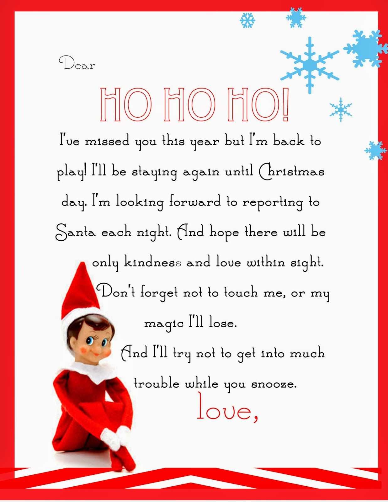 21+ Elf On The Shelf Letter Templates Free Download With Regard To Elf On The Shelf Goodbye Letter Template