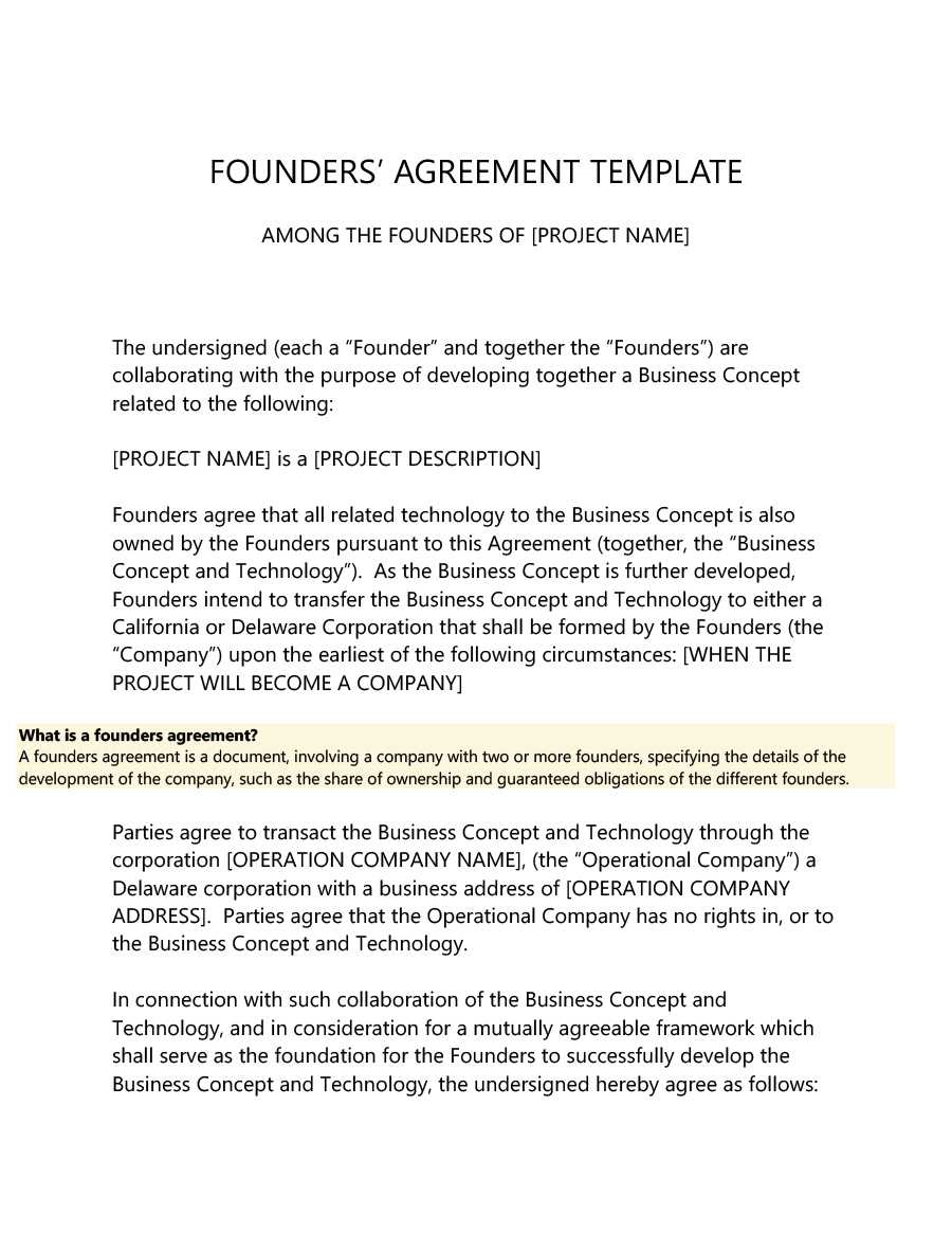 22 Great Founders Agreement Tramples [For Any Startup] ᐅ Inside Founders Agreement Template