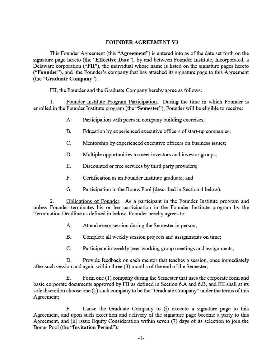 22 Great Founders Agreement Tramples [For Any Startup] ᐅ Regarding Founders Agreement Template