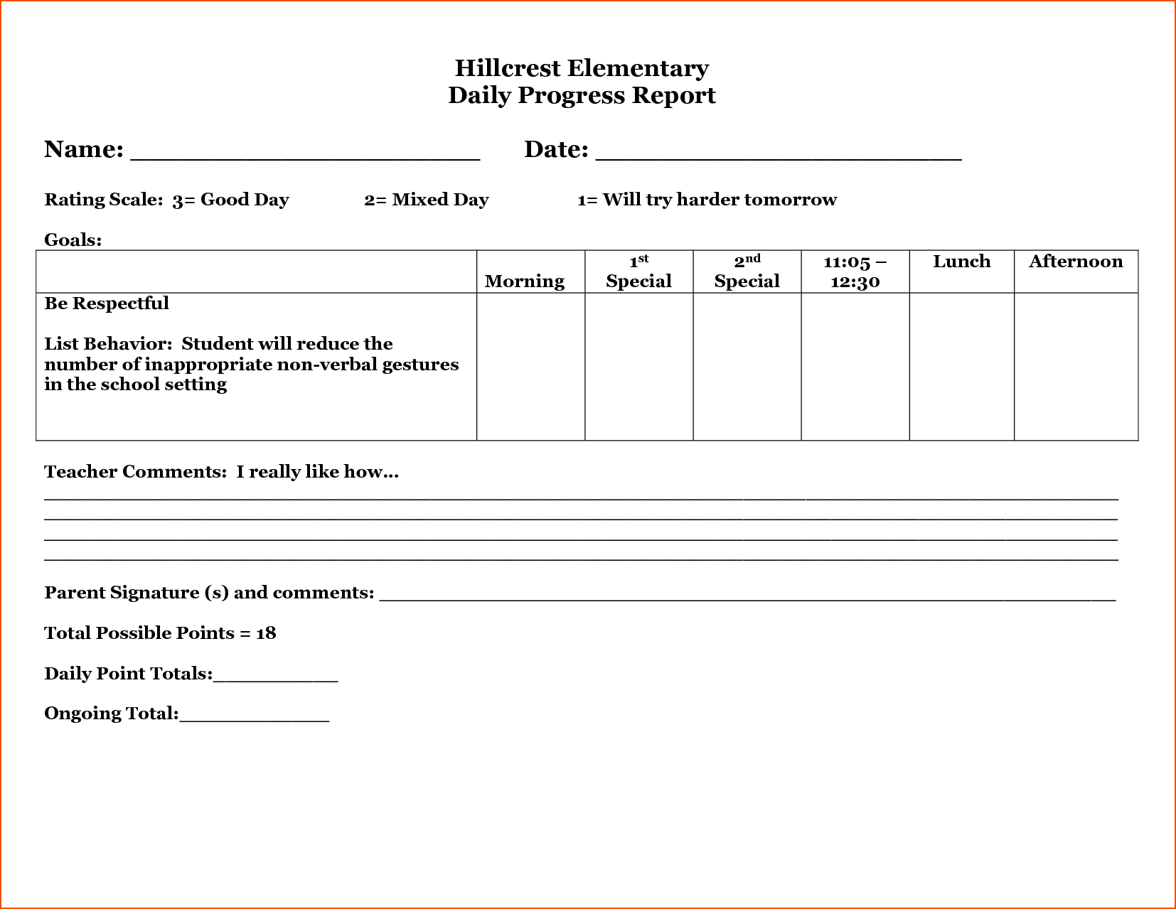 26 Images Of Student Daily Behavior Progress Report Template With Daily Behavior Report Template