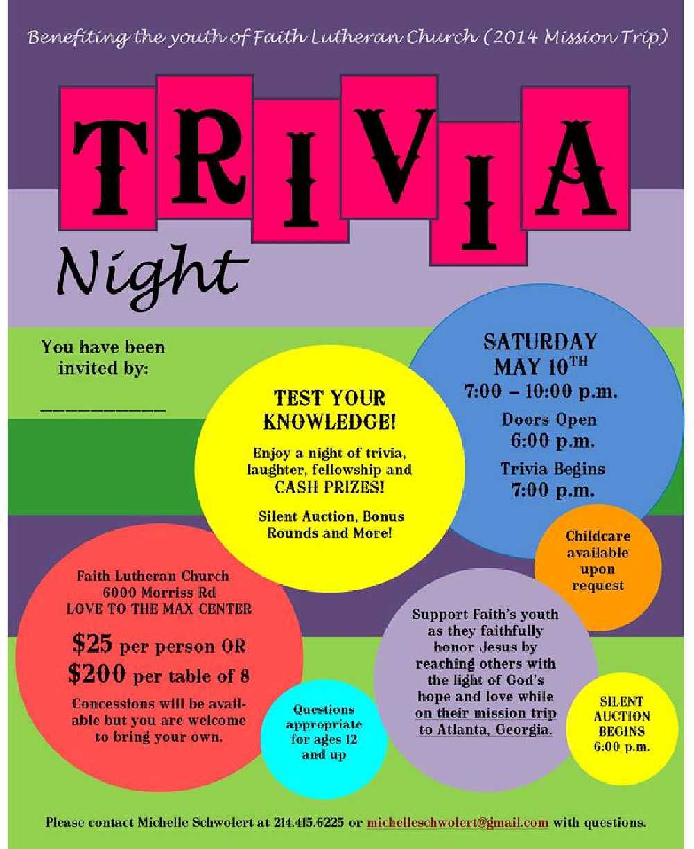 26 Images Of Trivia Night Fundraiser Flyer Template | Gieday Inside Free Trivia Night Flyer Template