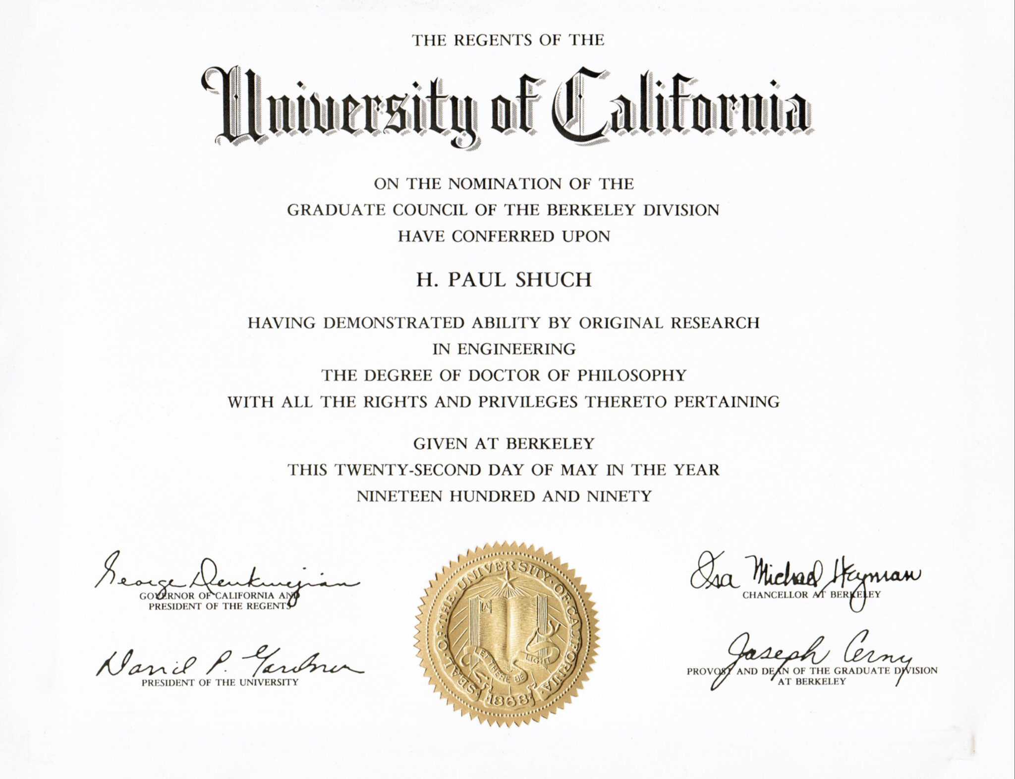 certificate of completion phd