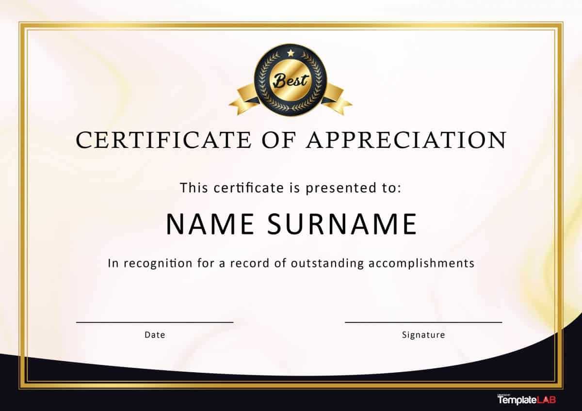 30 Free Certificate Of Appreciation Templates And Letters With Regard To Formal Certificate Of Appreciation Template