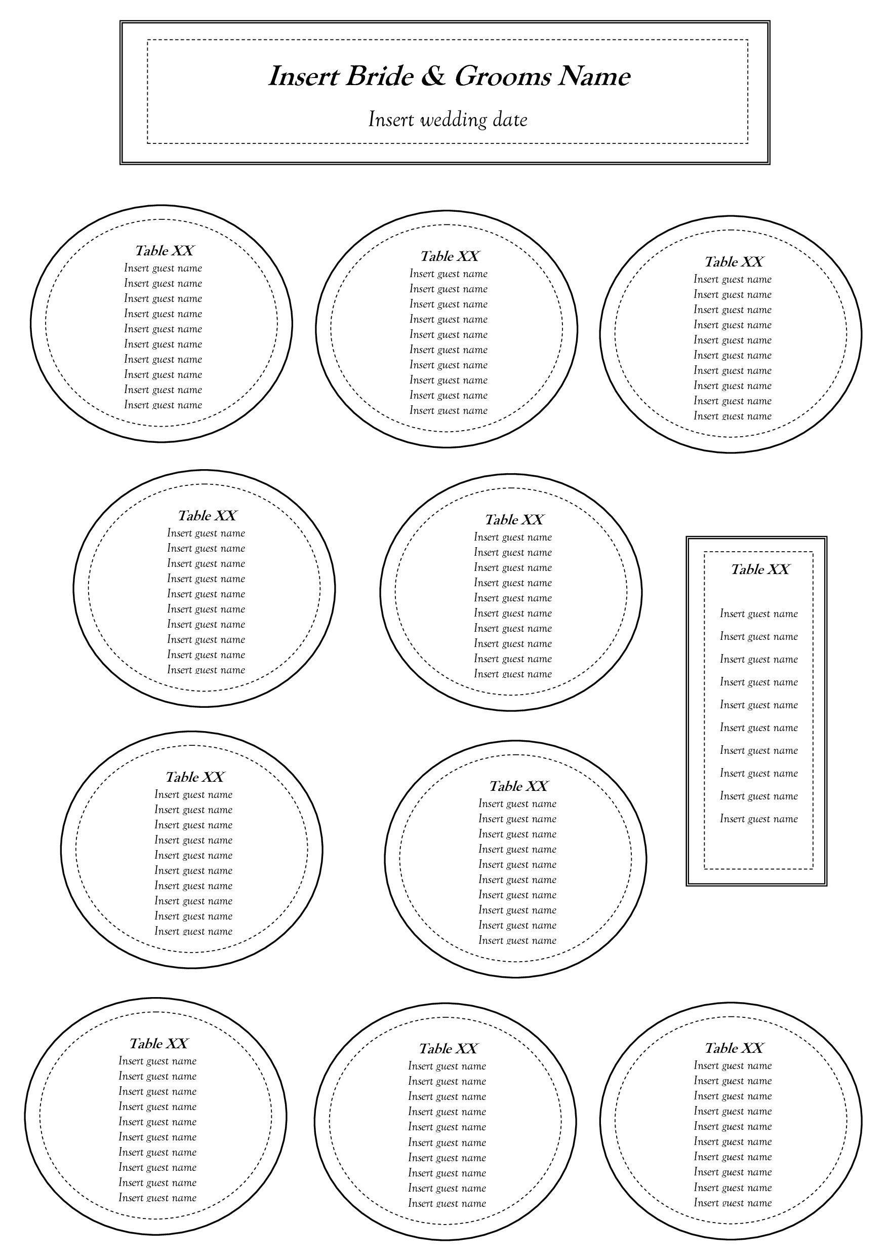 30 Free Seating Chart Template | Andaluzseattle Template Example Within Free Printable Wedding Seating Chart Template