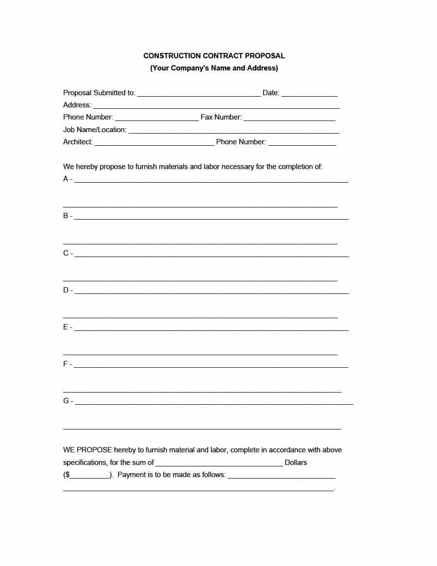 31 Construction Proposal Template & Construction Bid Forms In Free Construction Proposal Template Word