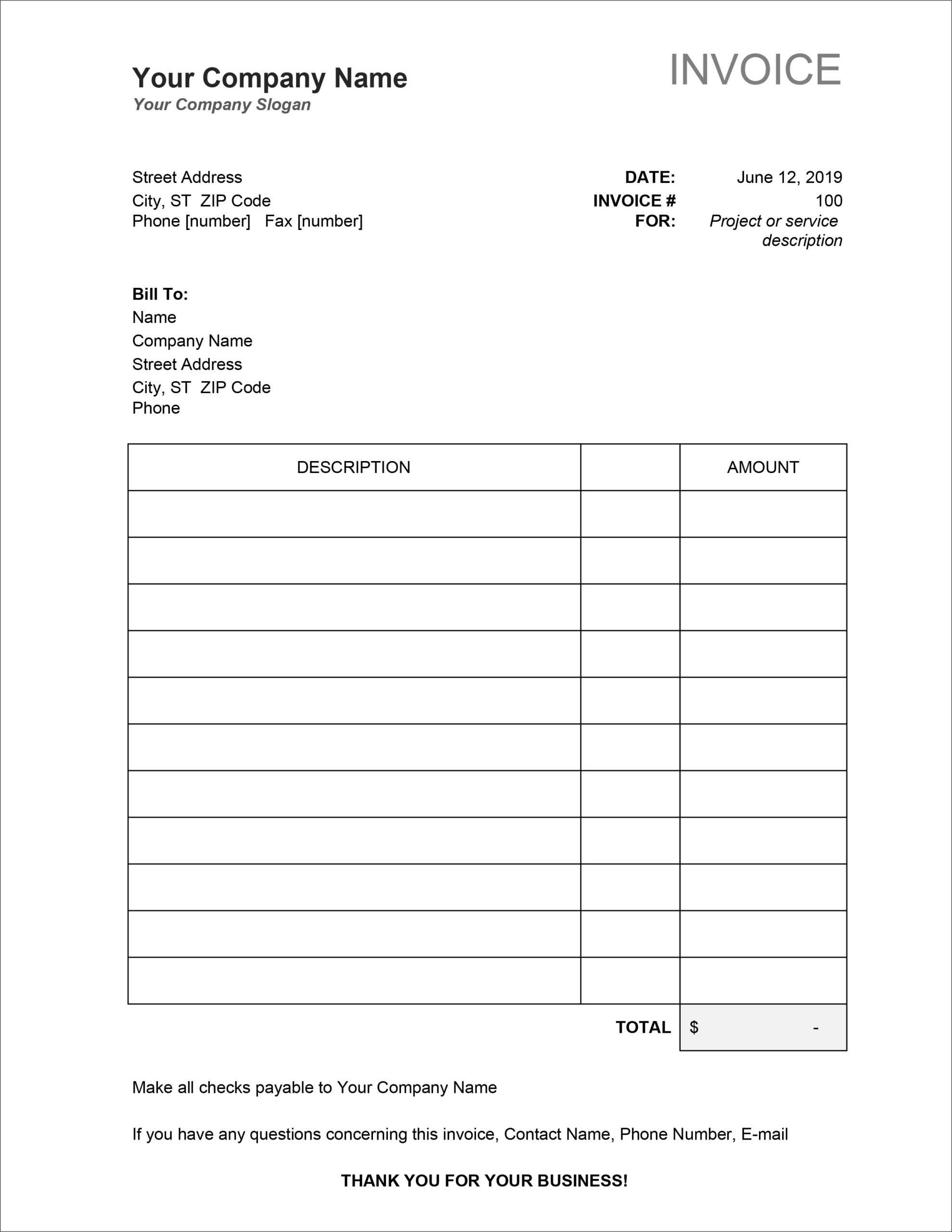32 Free Invoice Templates In Microsoft Excel And Docx Formats Pertaining To Free Downloadable Invoice Template