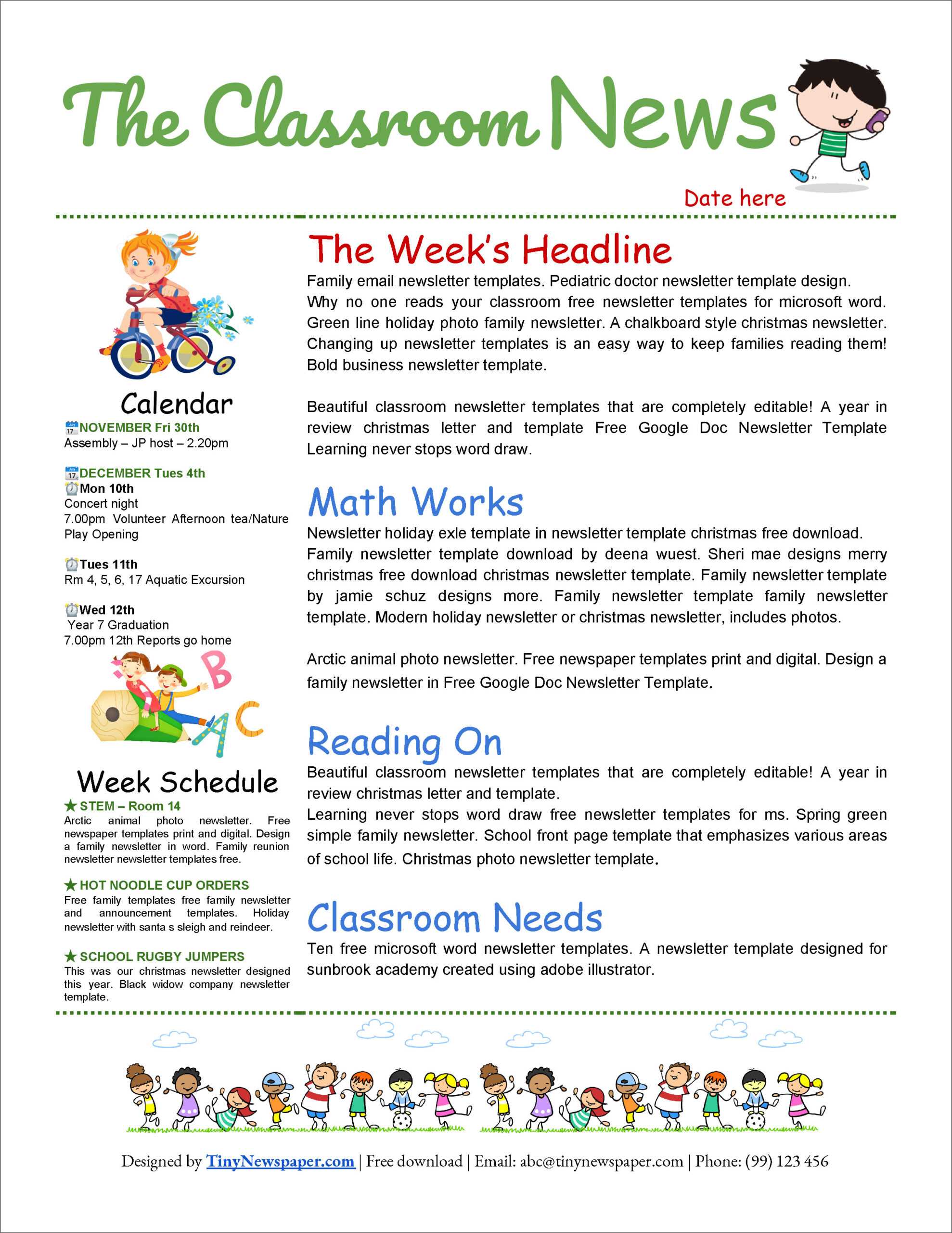 32 Free Printable A4 Newsletter Templates For School And In Free Business Newsletter Templates For Microsoft Word