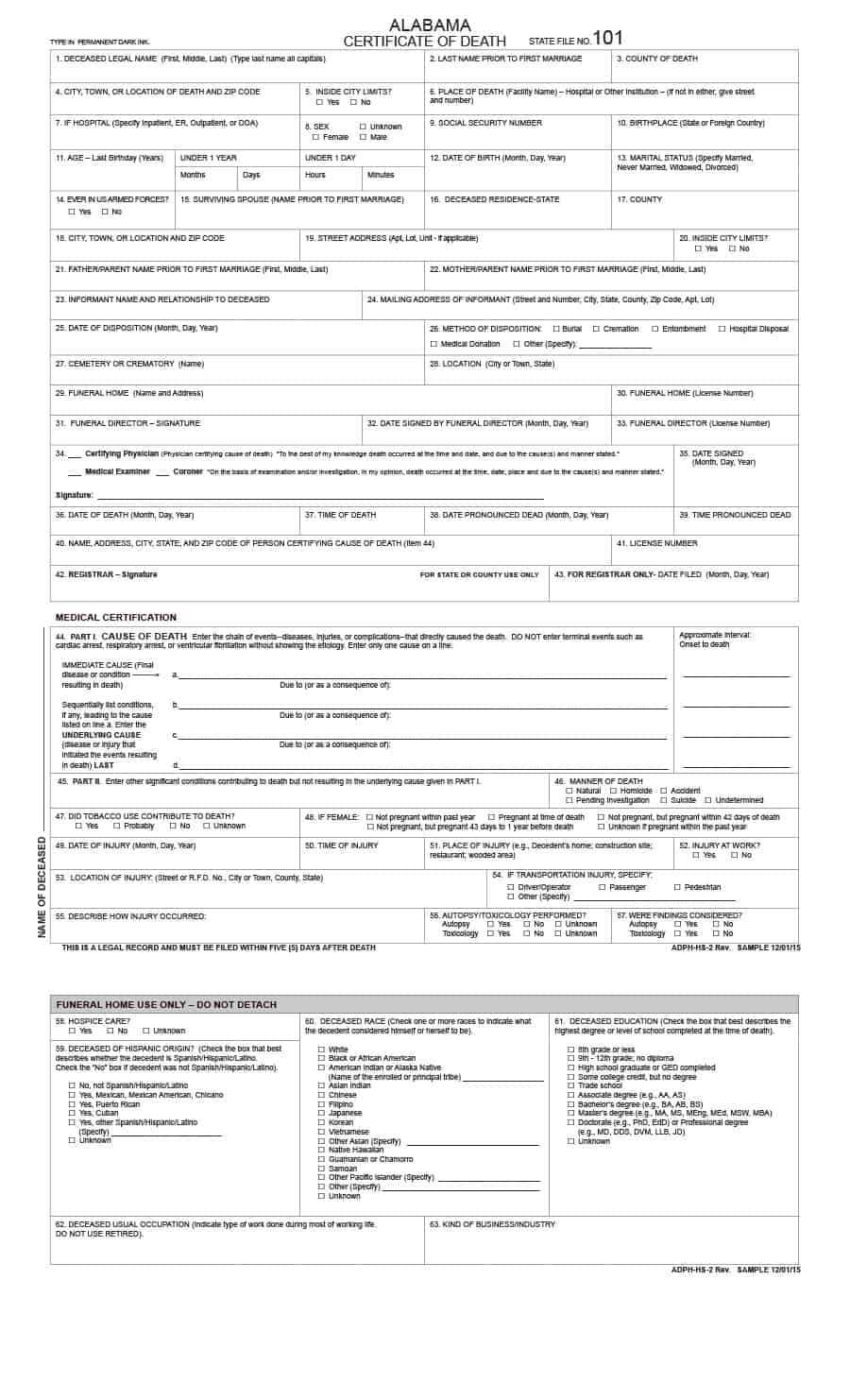 37 Blank Death Certificate Templates [100% Free] ᐅ Template Lab Pertaining To Fake Birth Certificate Template