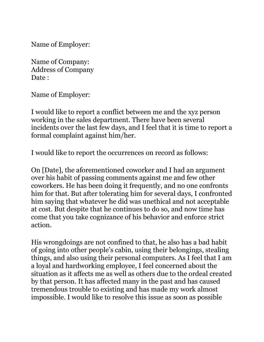 37 Editable Grievance Letters (Tips & Free Samples) ᐅ For Formal Letter Of Complaint To Employer Template