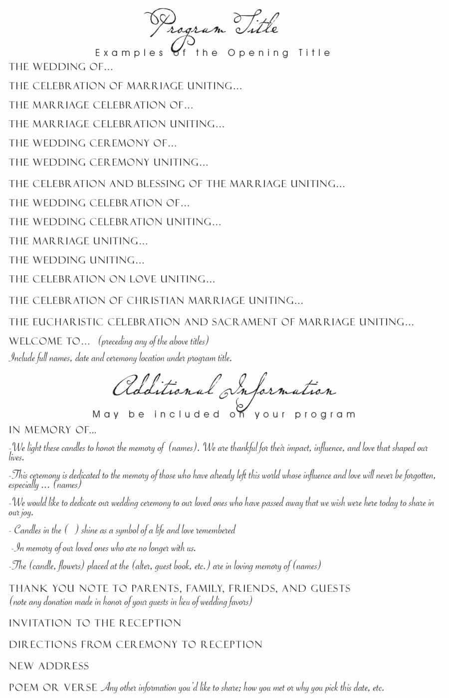 37 Printable Wedding Program Examples & Templates ᐅ Within Free Printable Wedding Program Templates Word