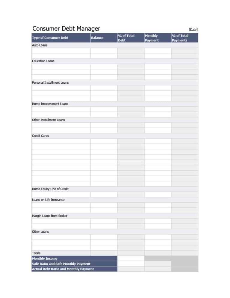 Credit Card Payment Spreadsheet Template