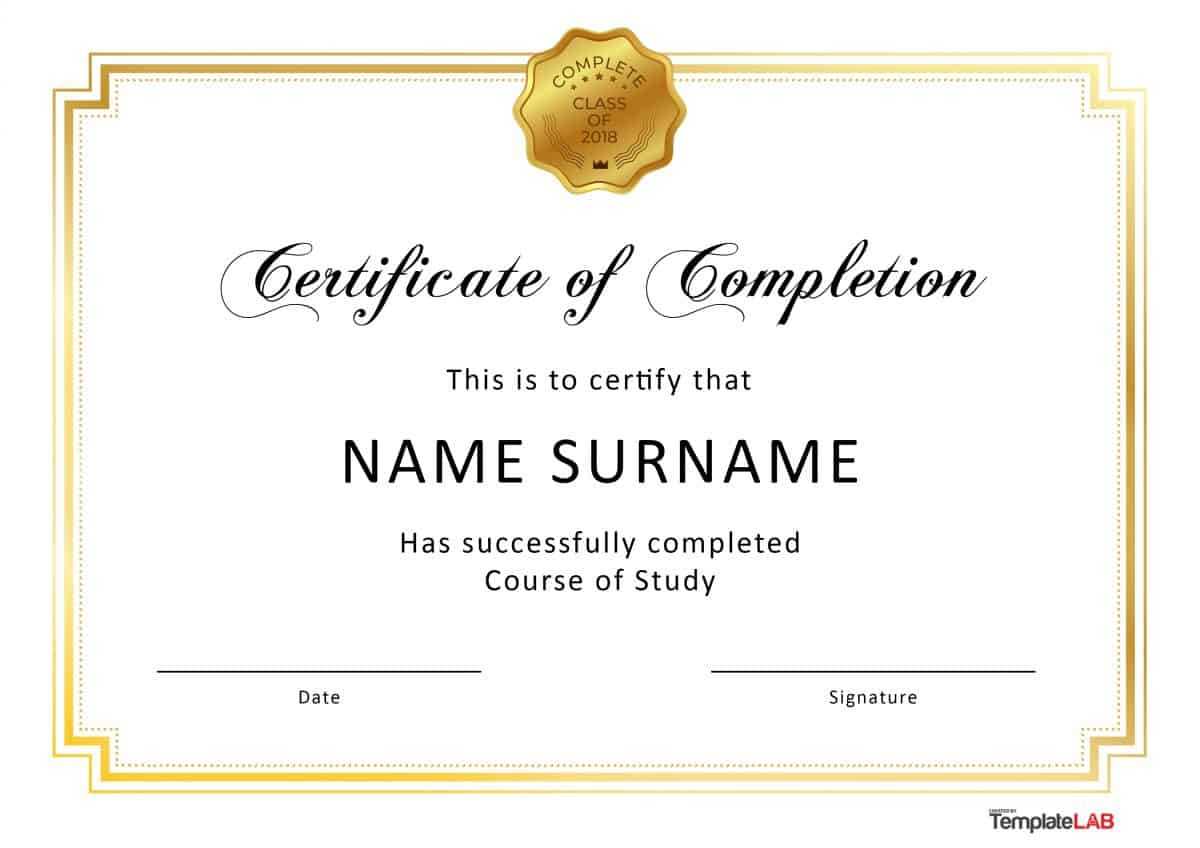 40 Fantastic Certificate Of Completion Templates [Word For Free Completion Certificate Templates For Word