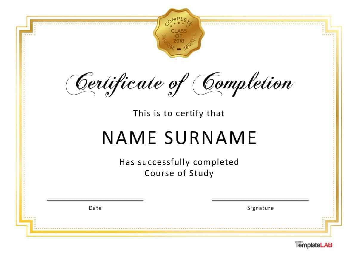40 Fantastic Certificate Of Completion Templates [Word Within Free Training Completion Certificate Templates