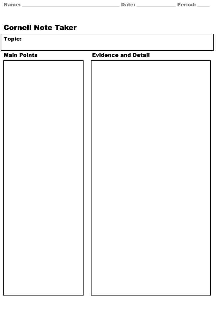 40 Free Cornell Note Templates (With Cornell Note Taking In Cornell Notes Template Word Document