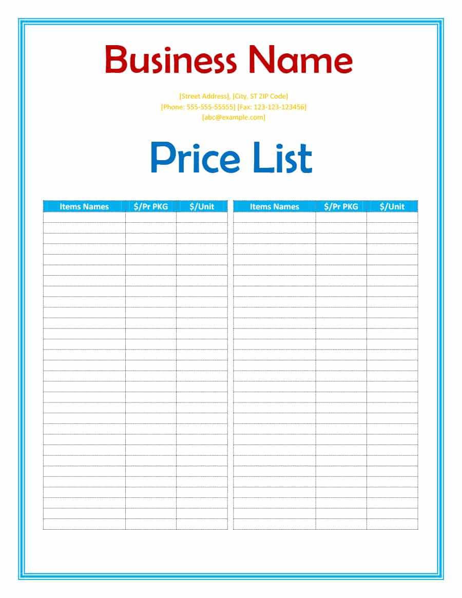 40 Free Price List Templates (Price Sheet Templates) ᐅ Intended For Concession Stand Menu Template