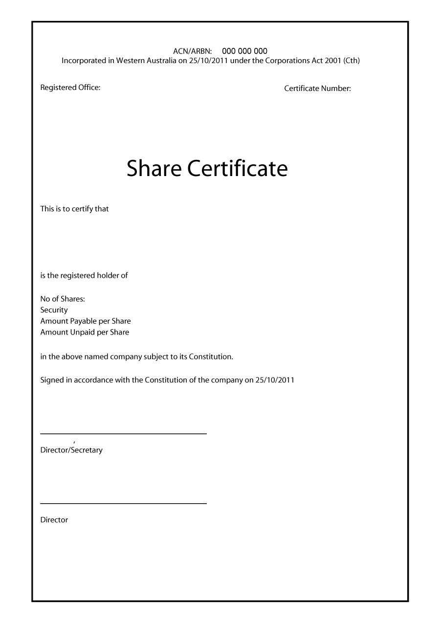 40+ Free Stock Certificate Templates (Word, Pdf) ᐅ Template Lab For Corporate Share Certificate Template