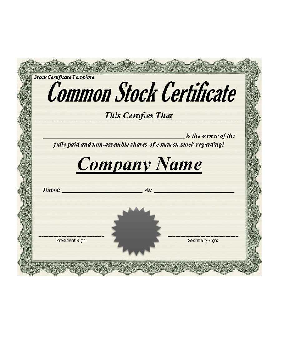 40+ Free Stock Certificate Templates (Word, Pdf) ᐅ Template Lab Intended For Corporate Bond Certificate Template