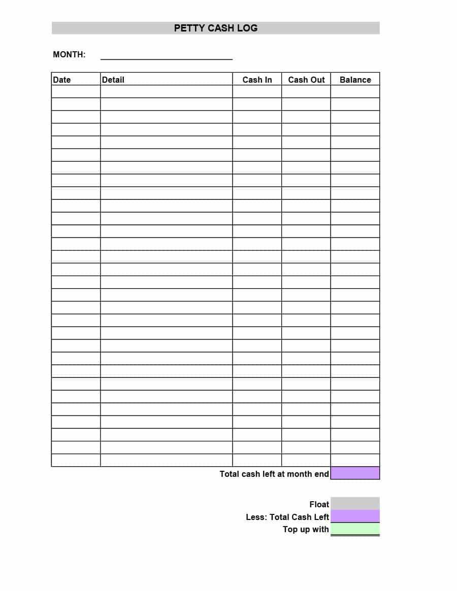 40 Petty Cash Log Templates & Forms [Excel, Pdf, Word] ᐅ Throughout End Of Day Cash Register Report Template