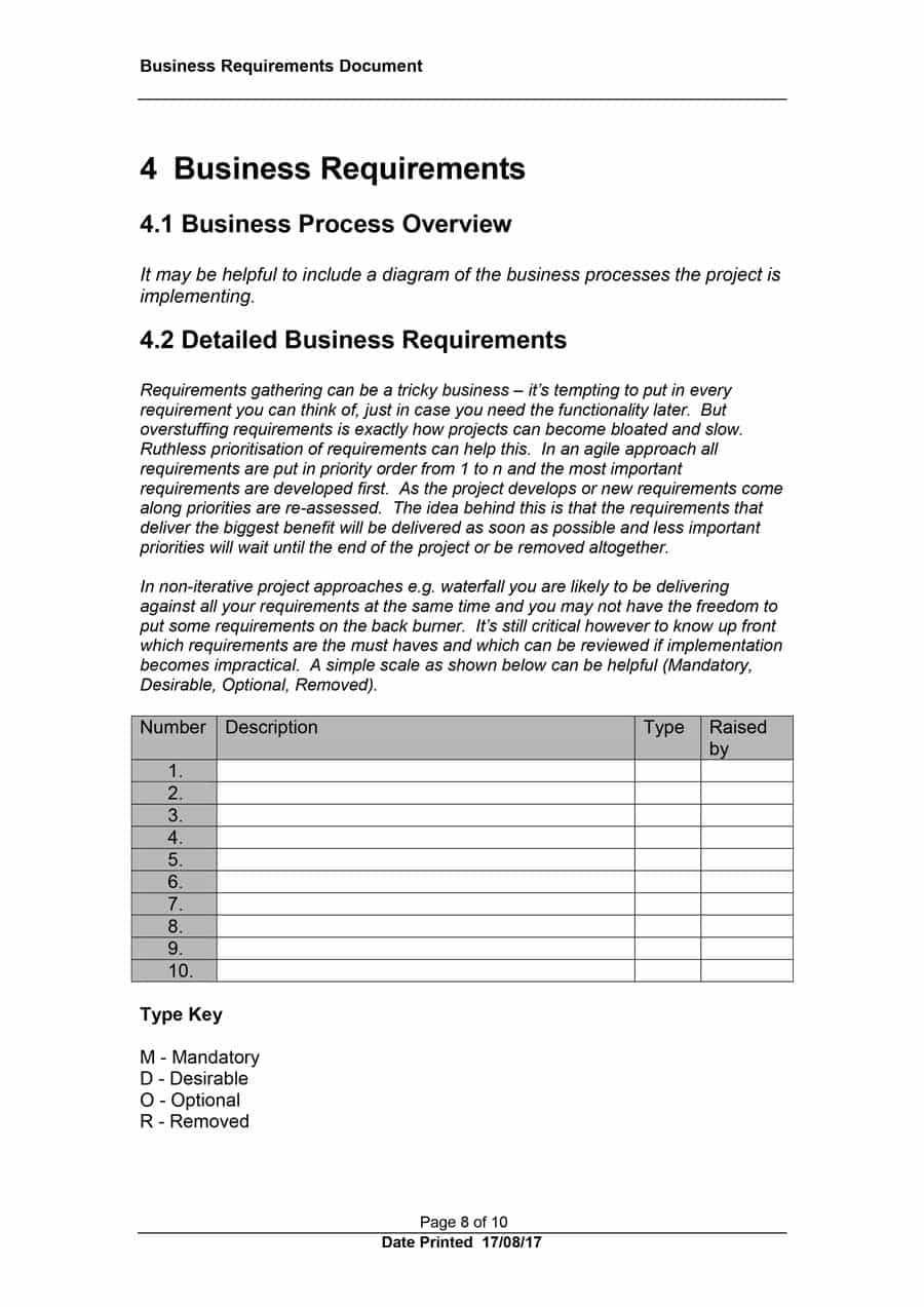 40+ Simple Business Requirements Document Templates ᐅ Regarding Example Business Requirements Document Template